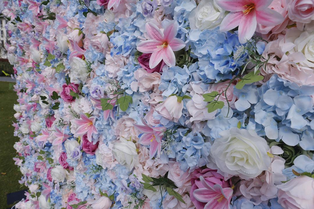 Blue White Rose Hydrangea Simulated Flower Wall Wedding Decor
